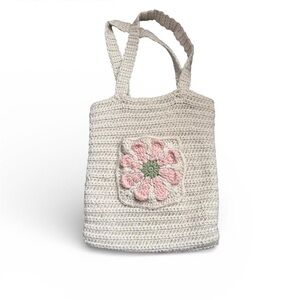 Handmade crochet floral tote bag